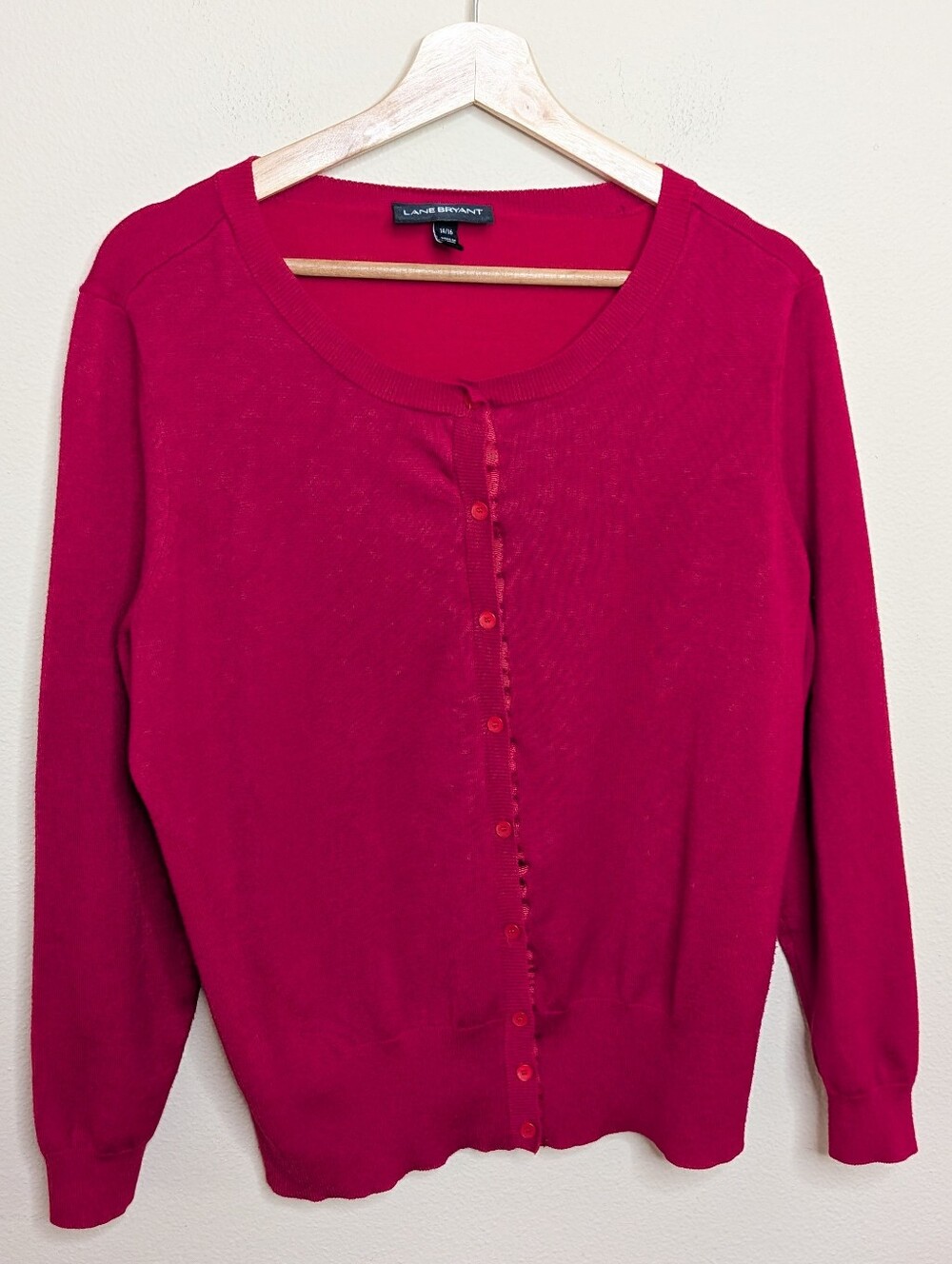 Lane Bryant Red Raspberry Button Front‎ Cardigan Plus Size 14/16